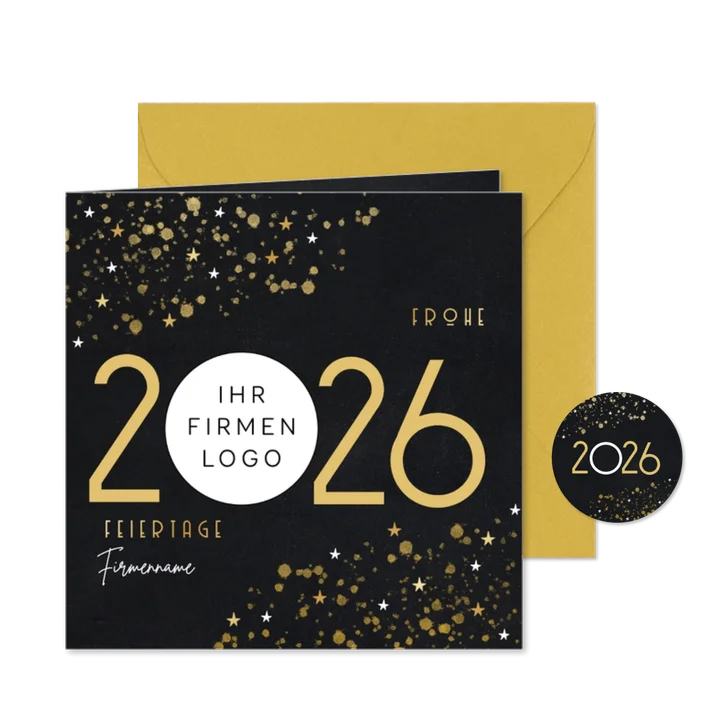 Firmen-Weihnachtskarte große Jahreszahl mit Logo