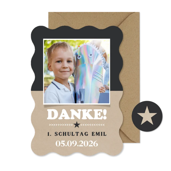 Foto-Dankeskarte Einschulung Wellenform & Kraftlook
