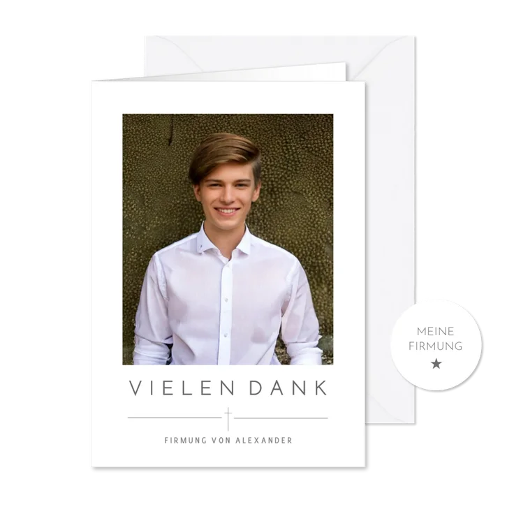 Foto-Dankeskarte Firmungsfeier minimalistisch