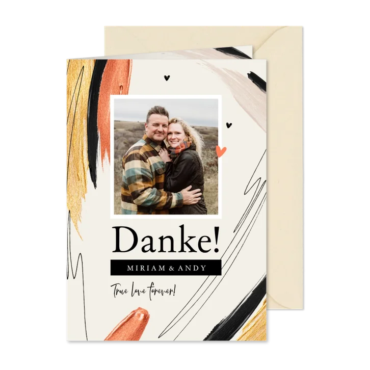 Foto-Dankeskarte Hochzeitsjubiläum grafisch modern