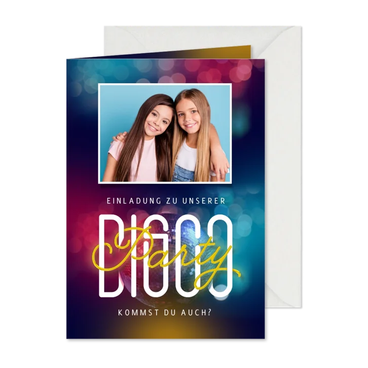 Foto-Einladung Kindergeburtstag Disco