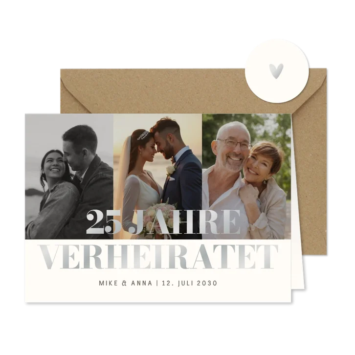 Foto-Einladungskarte 25 Jahre Hochzeitstag Silberhochzeit 