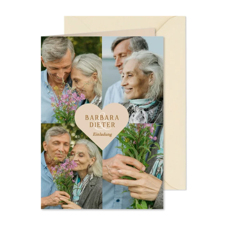 Foto-Einladungskarte Collage mit Herz Hochzeitsjubiläum