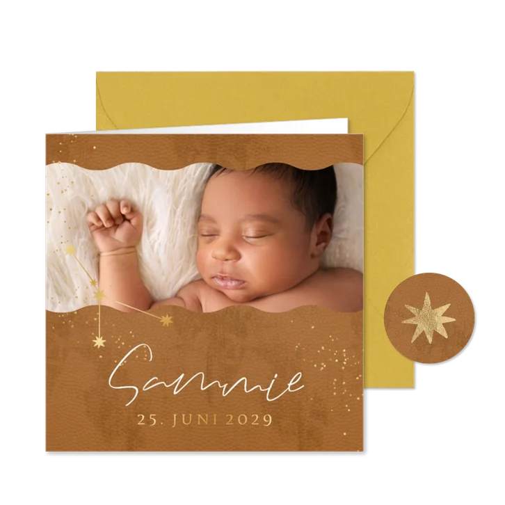 Foto Geburtskarte Sternzeichen Krebs Goldsternchen