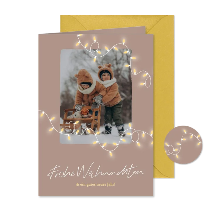 Foto-Karte 'Frohe Weihnachten' Lichterkette