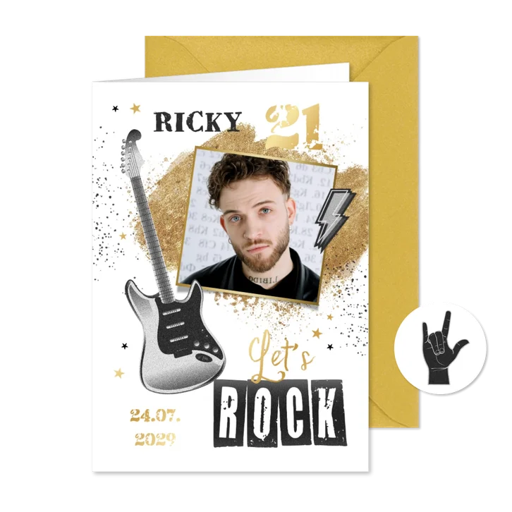 Foto-Karte Geburtstagseinladung Rock Musik Gitarre 