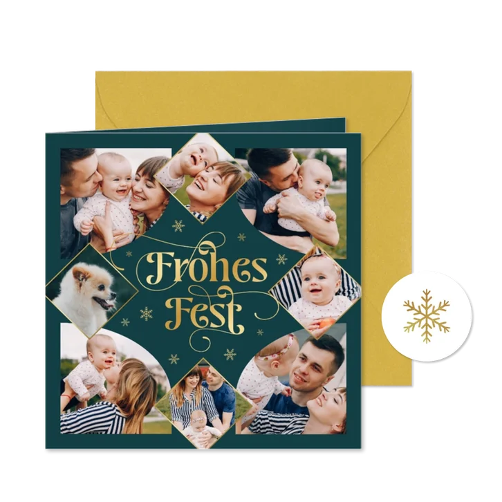Foto-Karte Weihnachtsgrüße Familienfotos 'Frohes Fest'