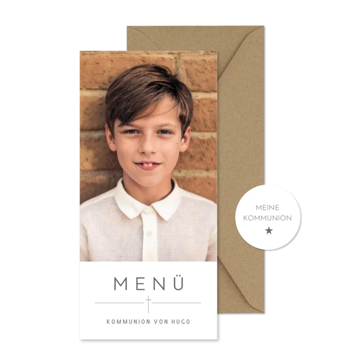 Foto-Menükarte Kommunion minimalistisch 