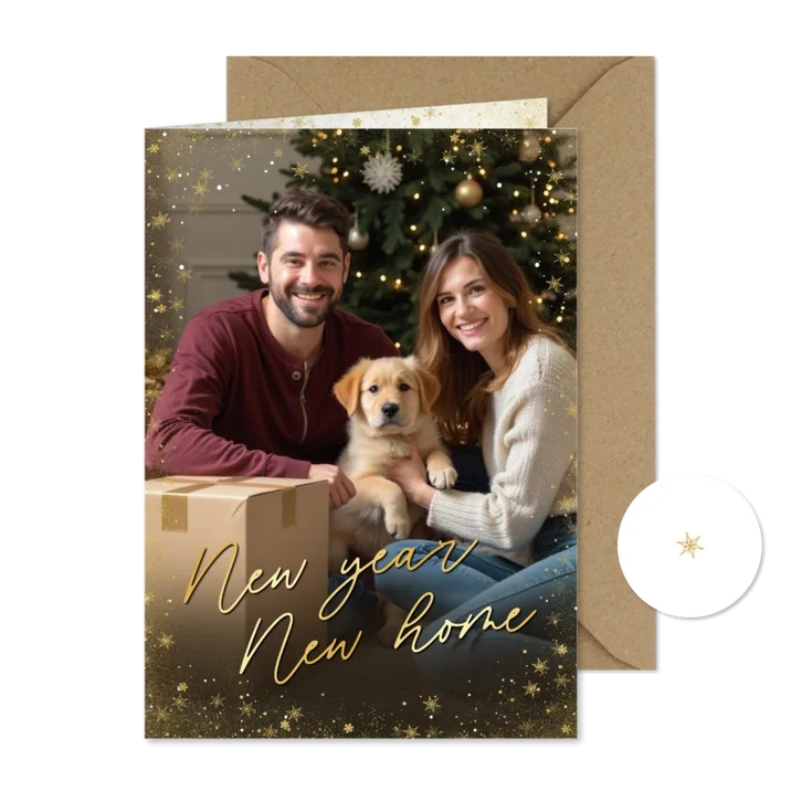 Foto-Umzugskarte Weihnachten Sterne Sternenstaub