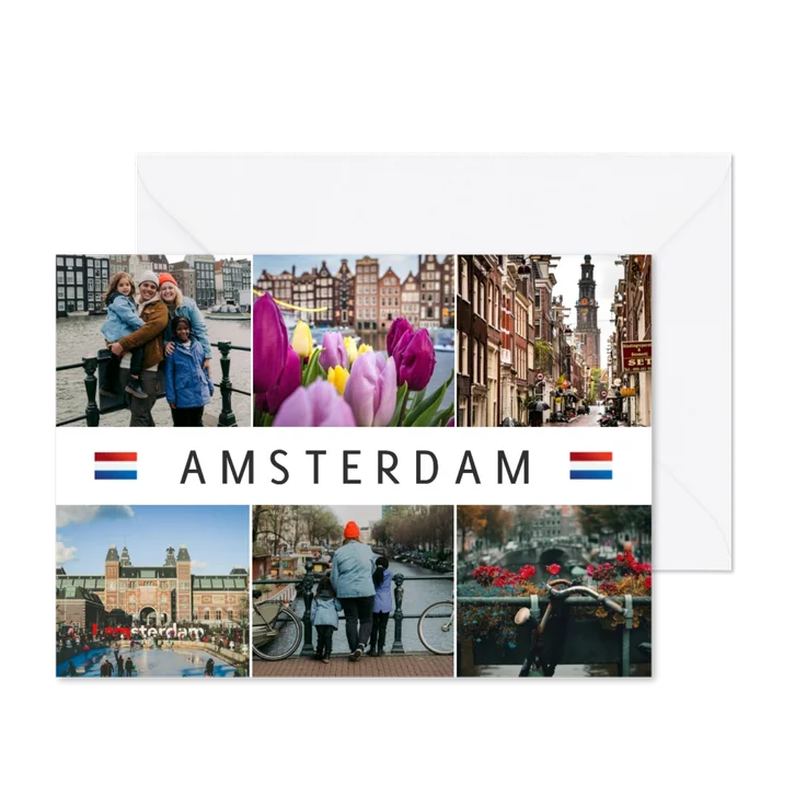Foto-Urlaubskarte Collage Amsterdam Flagge