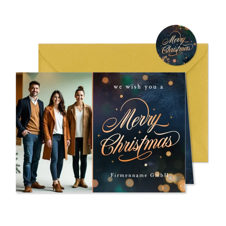 Foto-Weihnachtskarte eleganter Schriftzug 'Merry Christmas'