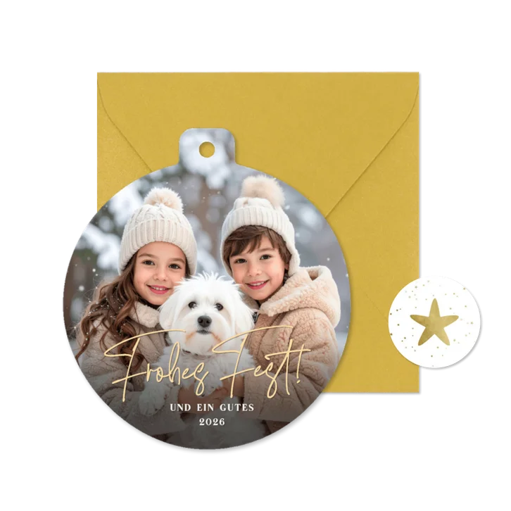 Foto-Weihnachtskarte 'Frohes Fest' Kugelform