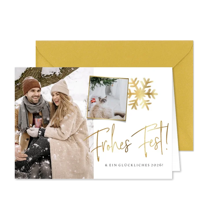 Foto-Weihnachtskarte Goldakzente