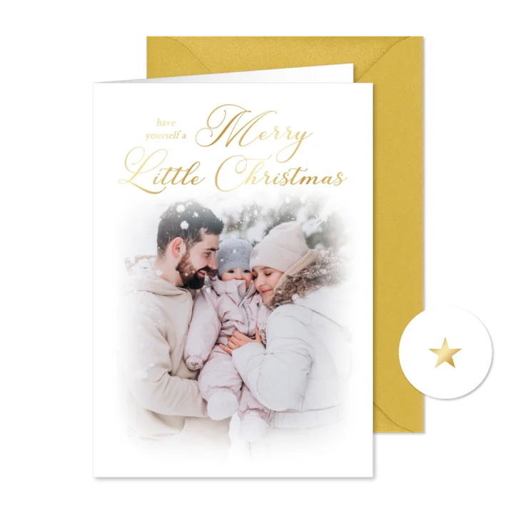 Foto-Weihnachtskarte Goldschrift