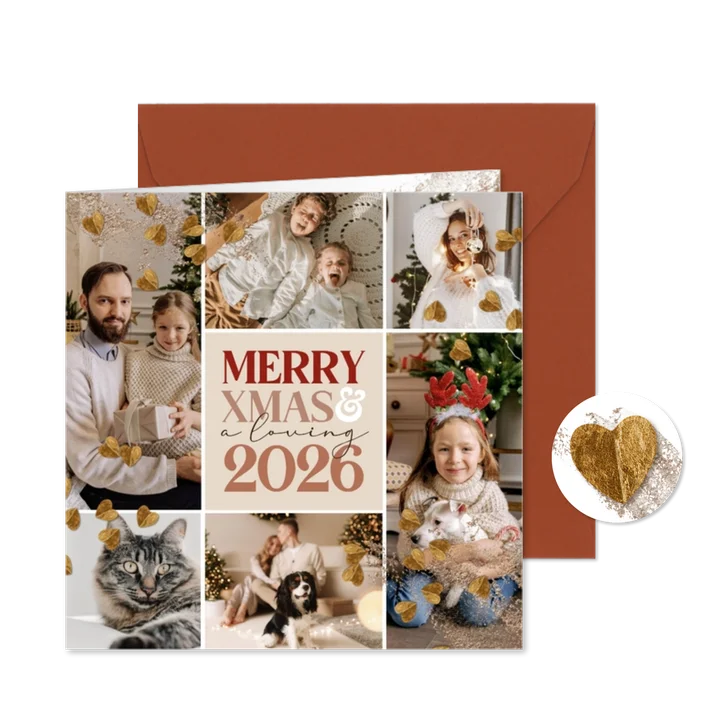 Foto-Weihnachtskarte 'Merry XMas' 6 Fotos