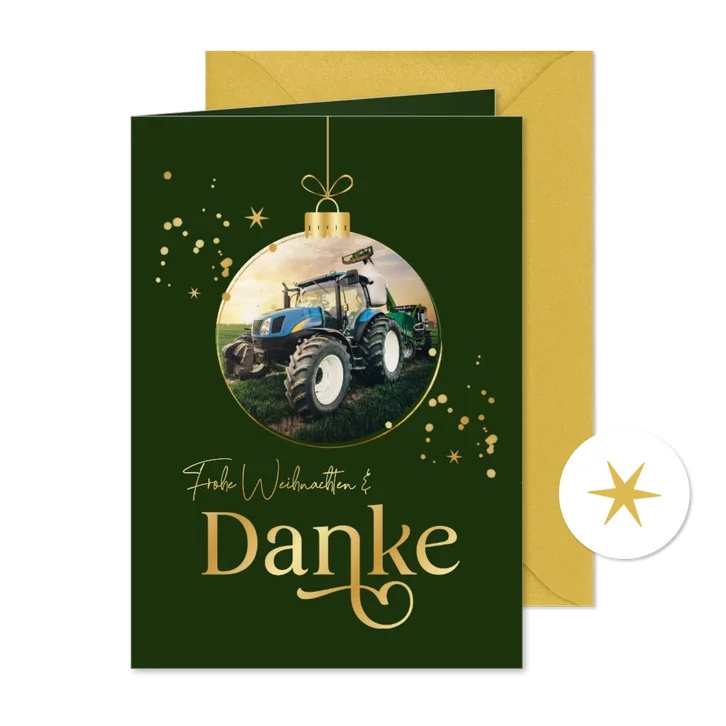 Foto-Weihnachtskarte Weihnachtskugel Danke Landwirtschaft