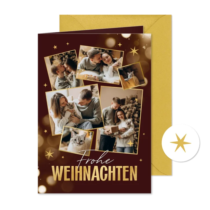 Fotocollage für 6 Fotos mit weihnachtlichen Lichtpunkten
