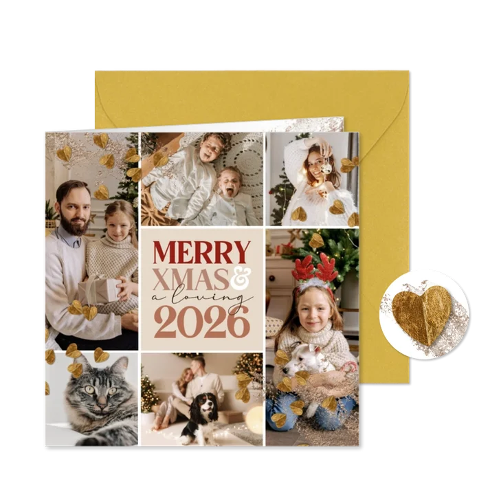 Fotocollage Karte für 6 Fotos und 'Merry XMAS' Gruß