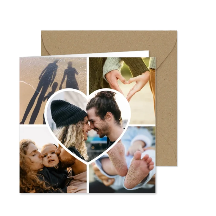 Fotocollage-Karte mit Herz und 5 Fotos