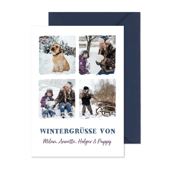 Fotocollage-Karte mit vier Fotos