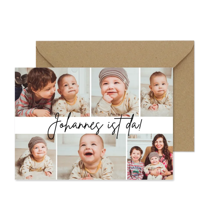Fotocollage Karte zur Geburt