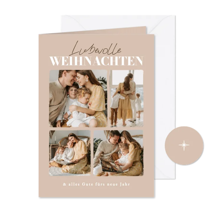 Fotocollage-Weihnachtskarte beige