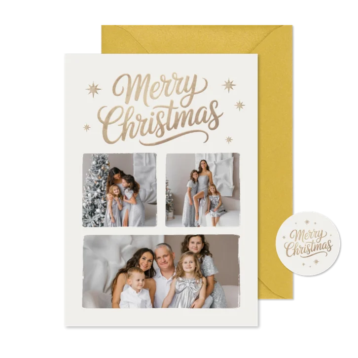 Fotocollage zu Weihnachten in beige 'Merry Christmas'