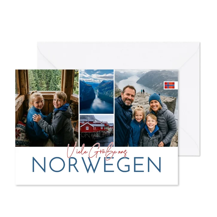 Fotocollagekarte Norwegen Urlaub