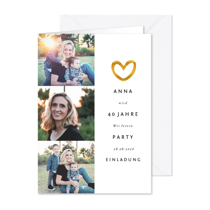 Fotoeinladung mit Goldakzenten