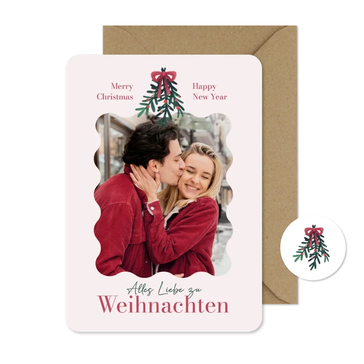 Fotogrußkarte 'Alles Liebe zu Weihnachten' Tannenzweig