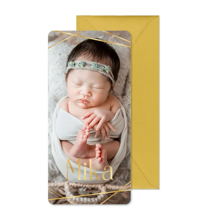 Fotokarte Adoption / Geburt Golddruck Linienspiel 