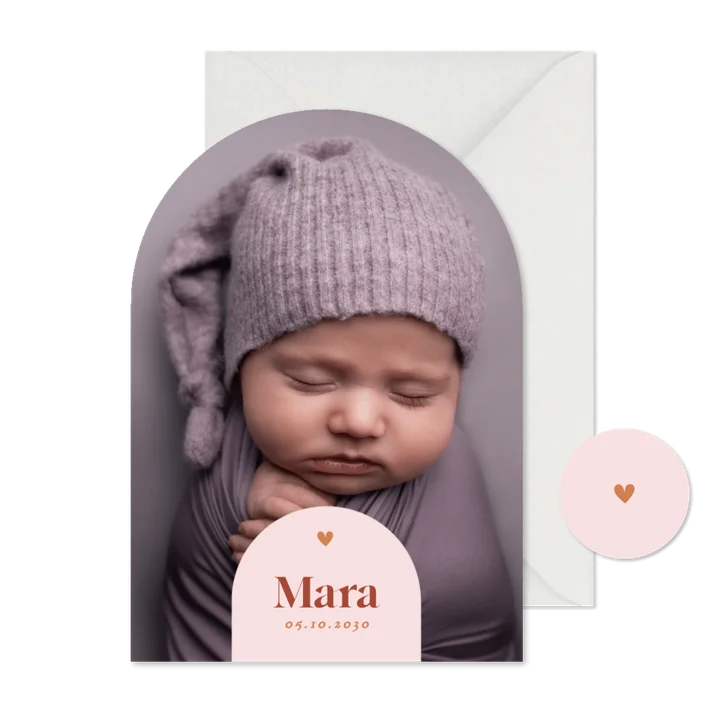 Fotokarte Bogen Geburt grafisch kleines Herz