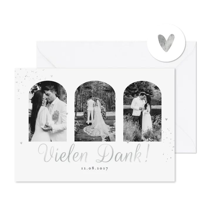 Fotokarte Danke Hochzeit Silberschrift
