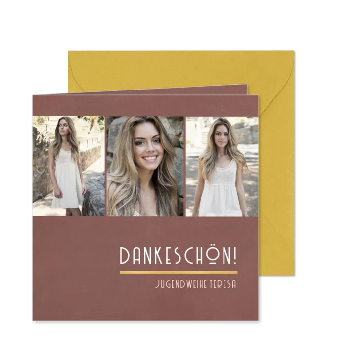 Fotokarte Danksagung Jugendweihe schlicht terra