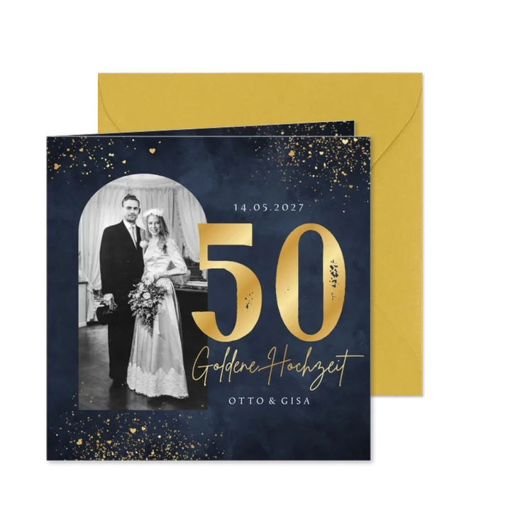 Fotokarte Einladung goldene Hochzeit 50 Jahre