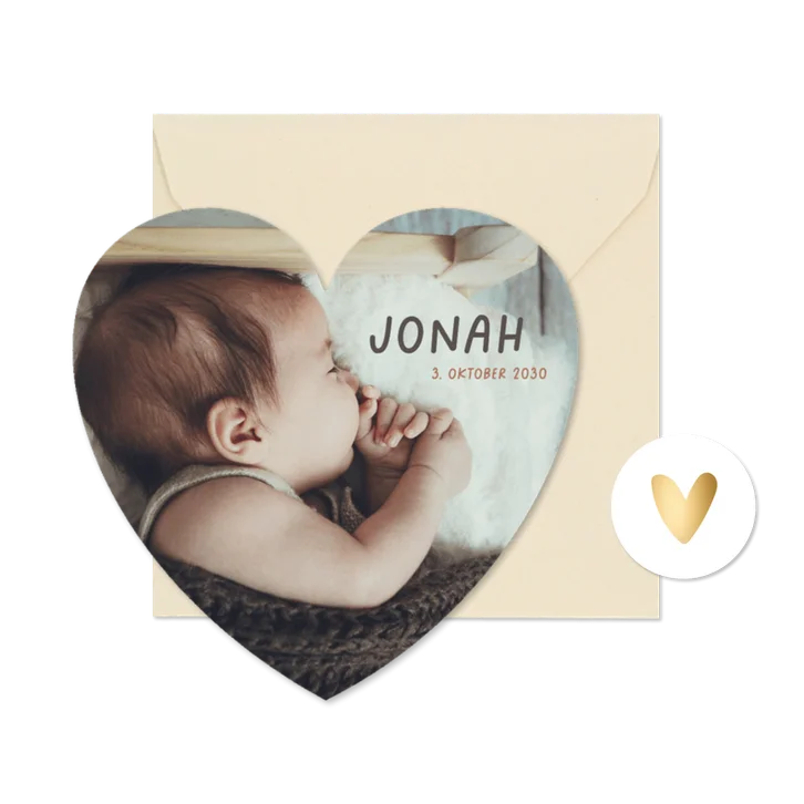 Fotokarte Geburt Herzform