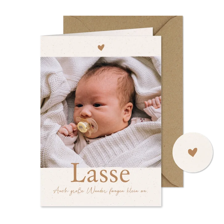 Fotokarte Geburt Naturpapierlook