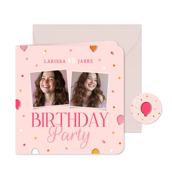 Fotokarte Geburtstagseinladung 16. Jahre Birthday Party