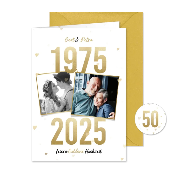 Fotokarte Goldene Hochzeit goldene Jahreszahlen