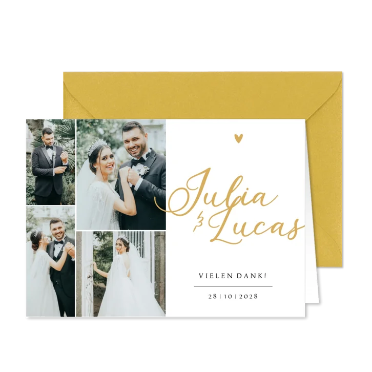 Fotokarte Hochzeit Dankssagung mit Namen 