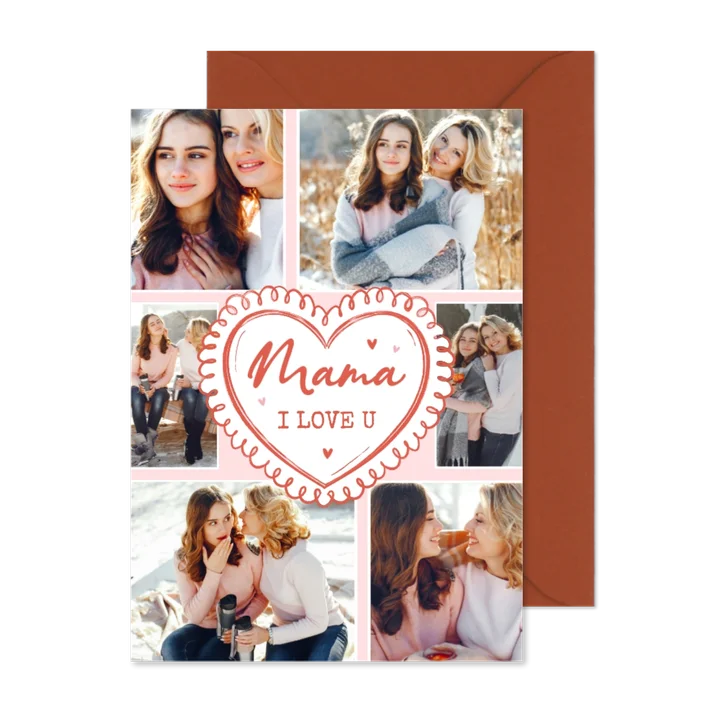 Fotokarte 'I love you Mama' mit 6 Fotos und Herz