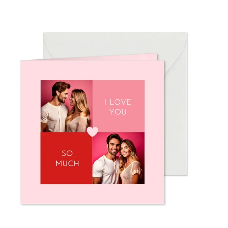 Fotokarte 'I love you so much' rosa-rot