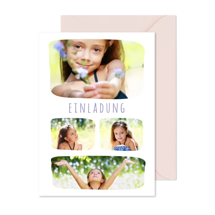 Fotokarte vier Fotos runde Ecken