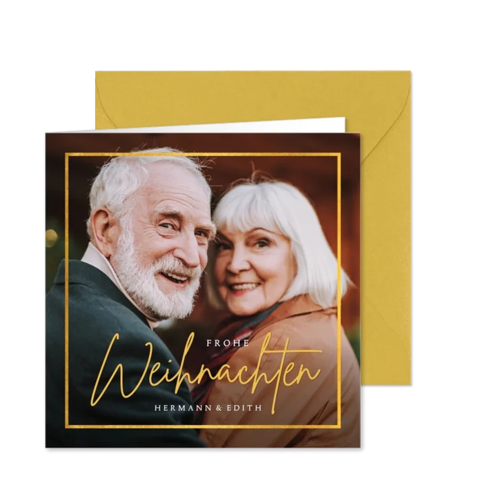 Fotokarte Weihnachten mit Goldrahmen