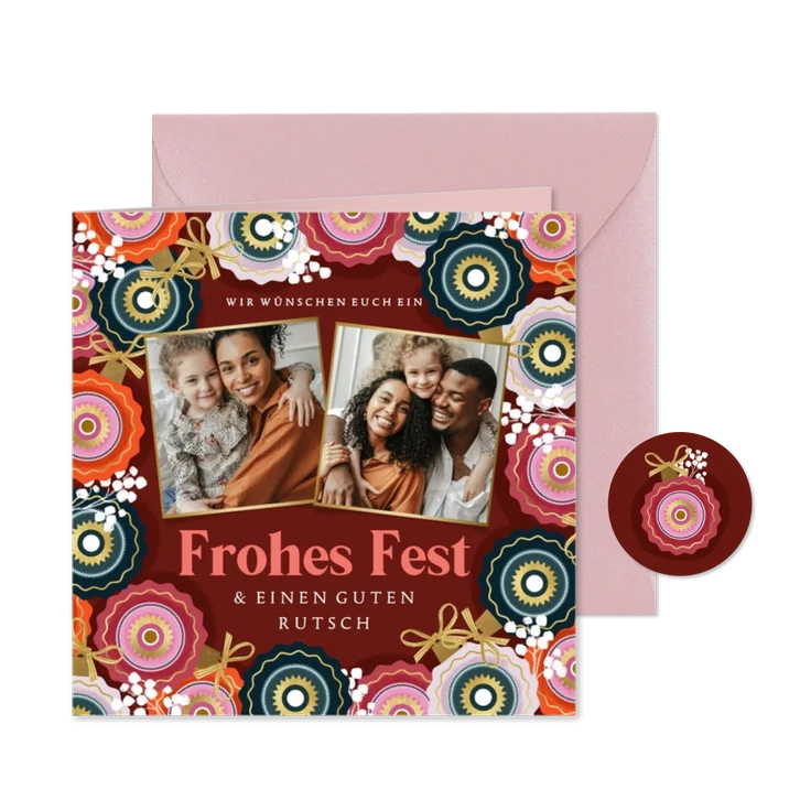 Fotokarte Weihnachtsgrüße Familie Weihnachtskugeln