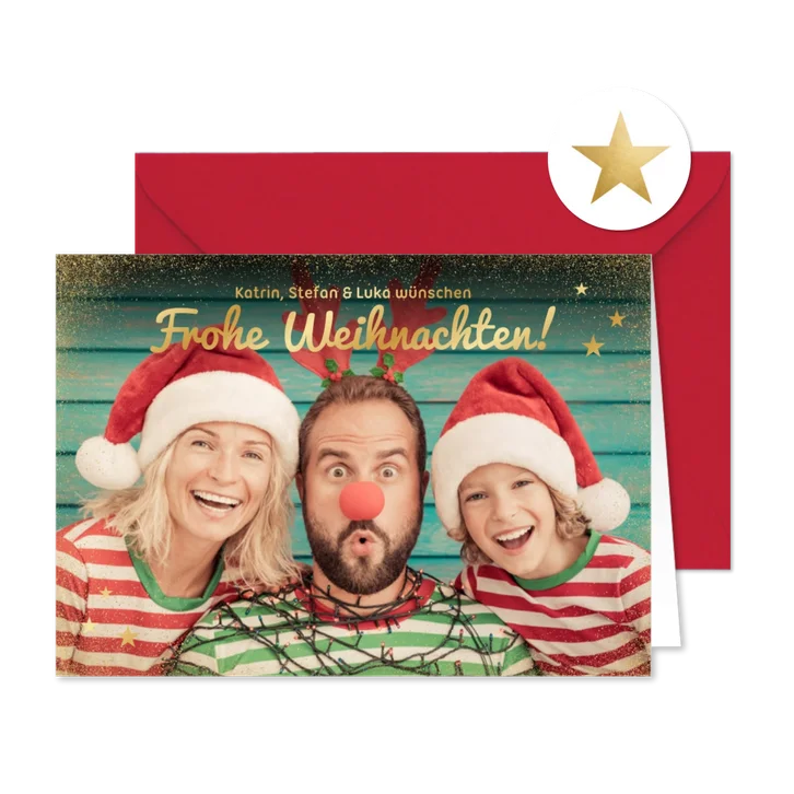 Fotokarte Weihnachtsgrüße mit Gold