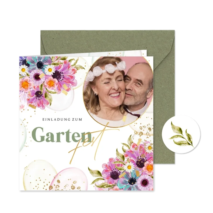 Gartenfest-Einladung Blumen & Foto