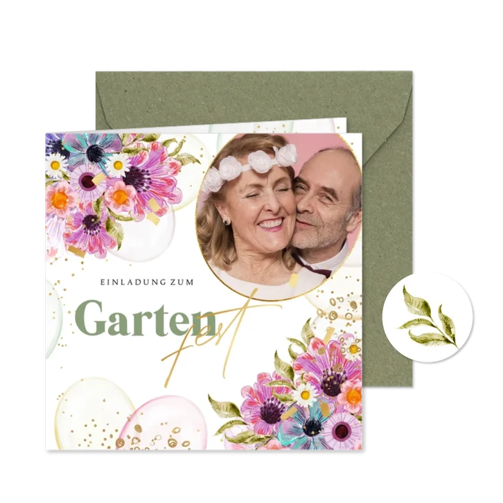 Gartenfest-Einladung Blumen & Foto