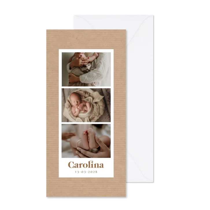 Geburtskarte Fotocollage und Kraftpapier