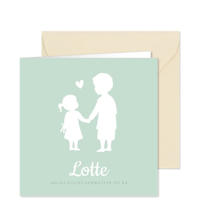 Geburtskarte Silhouette großer Bruder kleine Schwester